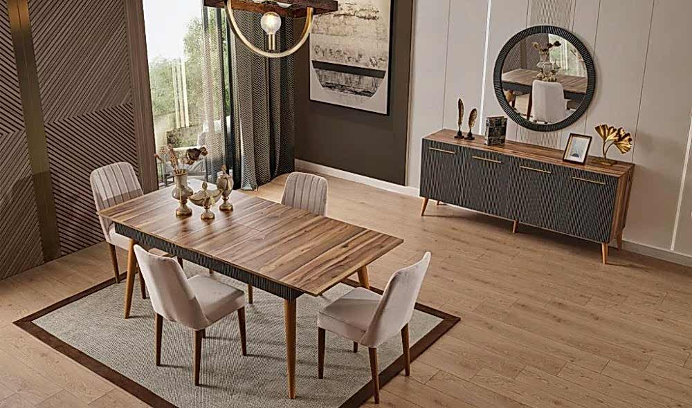 Çırağan Ceviz · Yemek Odası Takımı %100 MDF Çırağan Ceviz · Yemek Odası Takımı %100 MDF