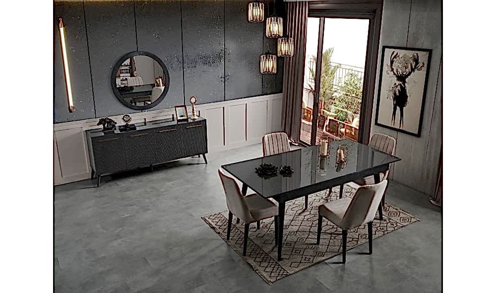 Çırağan Antrasit · Yemek Odası Takımı %100 MDF Çırağan Antrasit · Yemek Odası Takımı %100 MDF