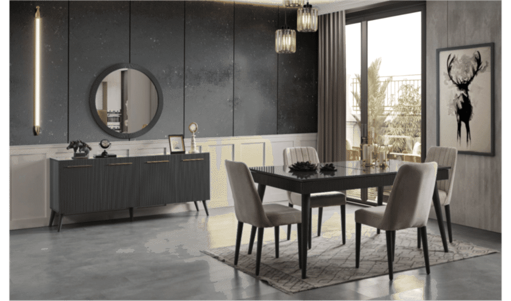 Çırağan Antrasit · Yemek Odası Takımı %100 MDF